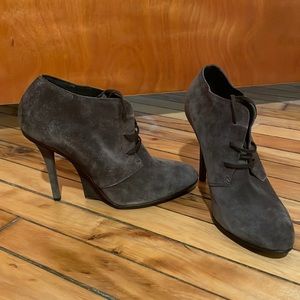 YSL heeled brown suede booties